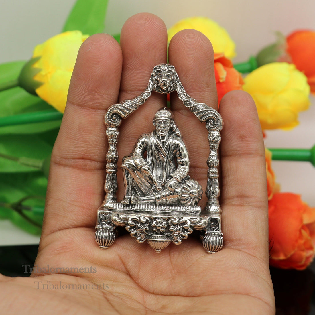 925 sterling silver handmade Divine Hindu idol deity Sai Baba statue murti divine Statue Sculpture figurine puja article gifting art173 - TRIBAL ORNAMENTS