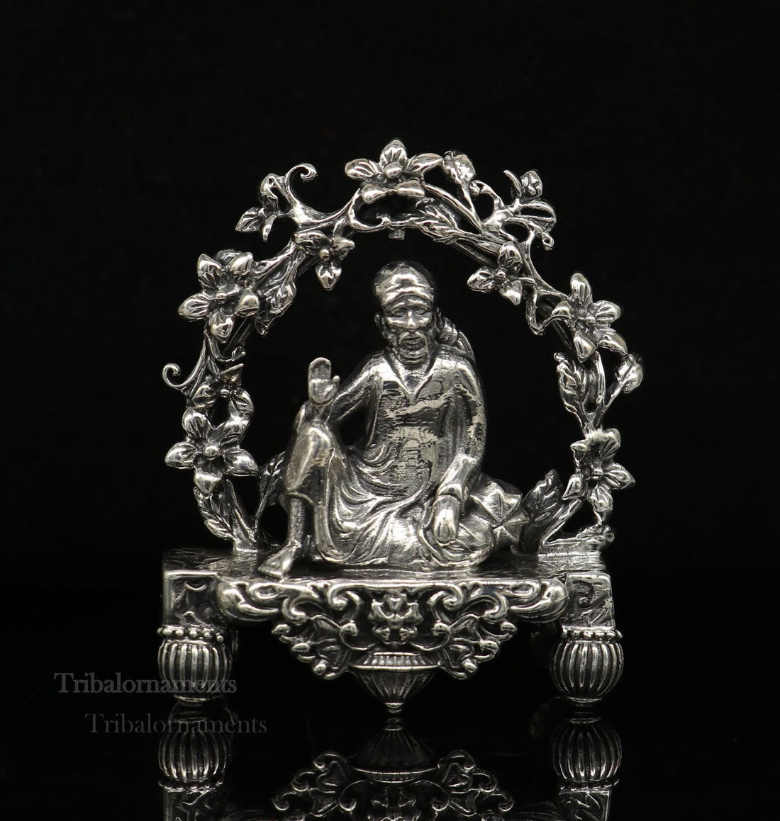 925 sterling silver handmade Divine Hindu idol deity Sai Baba statue murti divine Statue Sculpture figurine puja article gifting art163 - TRIBAL ORNAMENTS