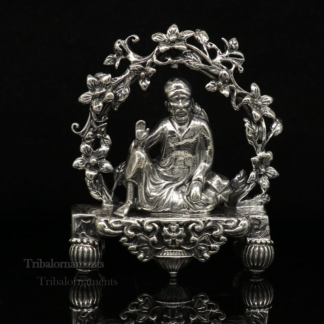 925 sterling silver handmade Divine Hindu idol deity Sai Baba statue murti divine Statue Sculpture figurine puja article gifting art163 - TRIBAL ORNAMENTS