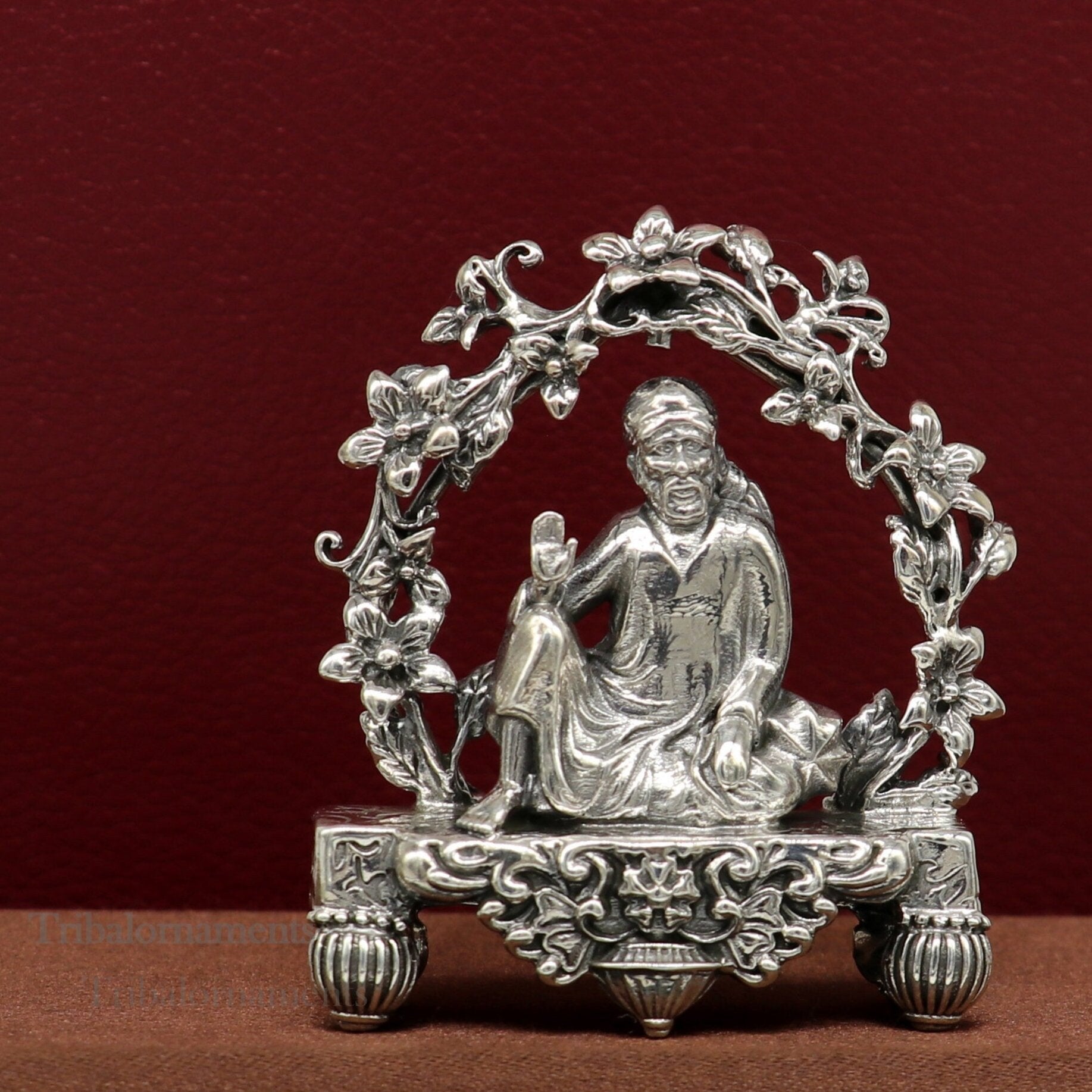 925 sterling silver handmade Divine Hindu idol deity Sai Baba statue murti divine Statue Sculpture figurine puja article gifting art163 - TRIBAL ORNAMENTS