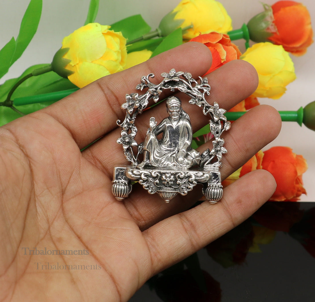 925 sterling silver handmade Divine Hindu idol deity Sai Baba statue murti divine Statue Sculpture figurine puja article gifting art163 - TRIBAL ORNAMENTS