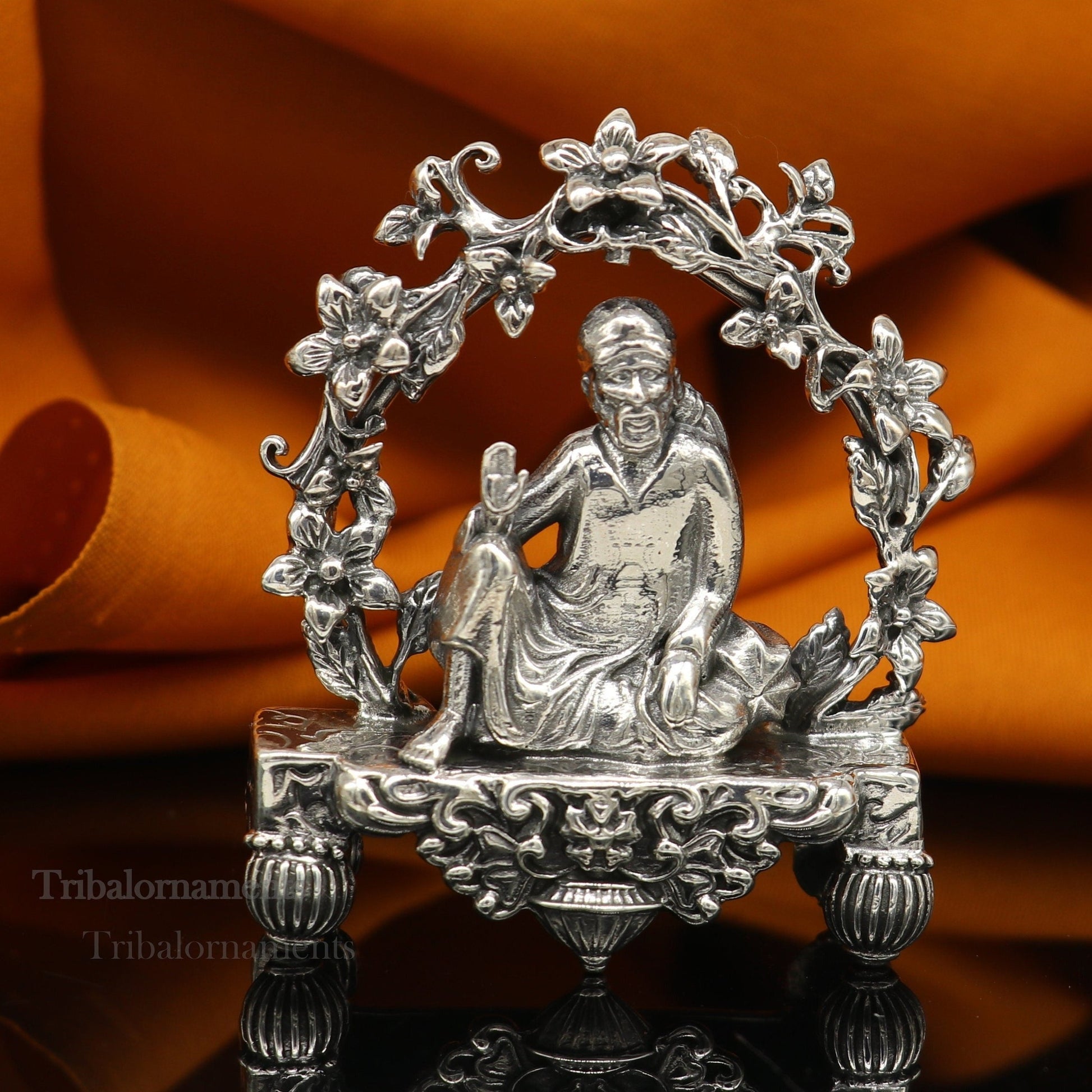 925 sterling silver handmade Divine Hindu idol deity Sai Baba statue murti divine Statue Sculpture figurine puja article gifting art163 - TRIBAL ORNAMENTS