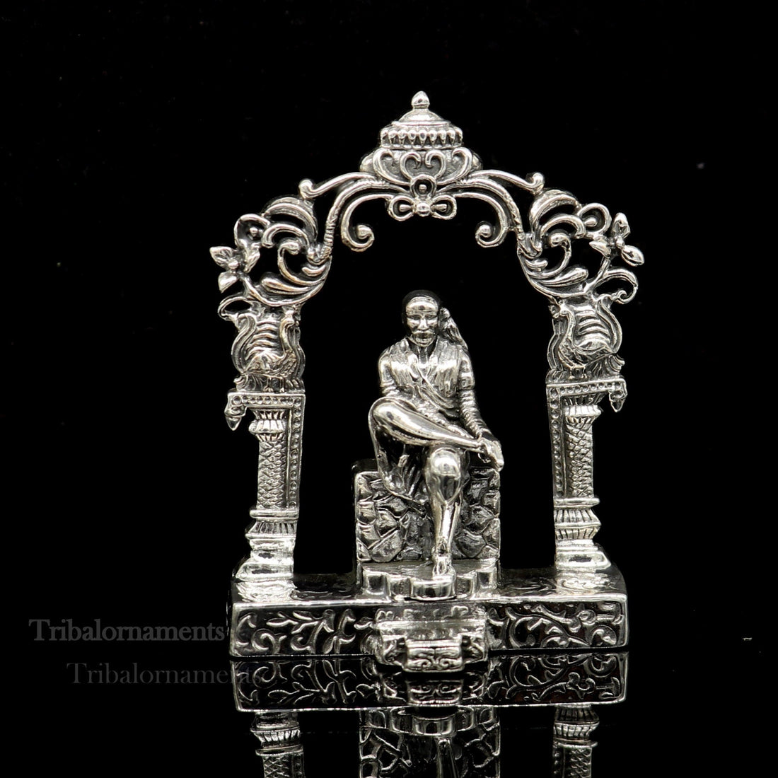 925 sterling silver handmade Divine Hindu idol deity Sai Baba statue murti divine Statue Sculpture figurine puja article gifting art177 - TRIBAL ORNAMENTS