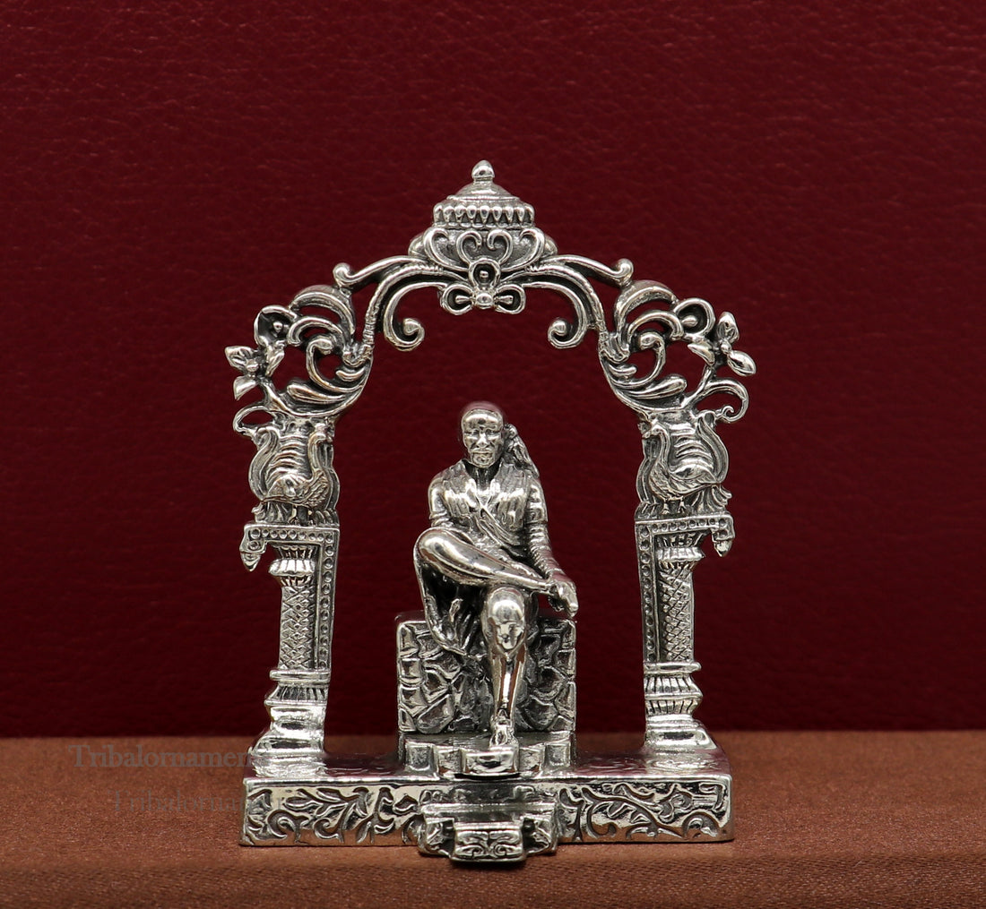 925 sterling silver handmade Divine Hindu idol deity Sai Baba statue murti divine Statue Sculpture figurine puja article gifting art177 - TRIBAL ORNAMENTS