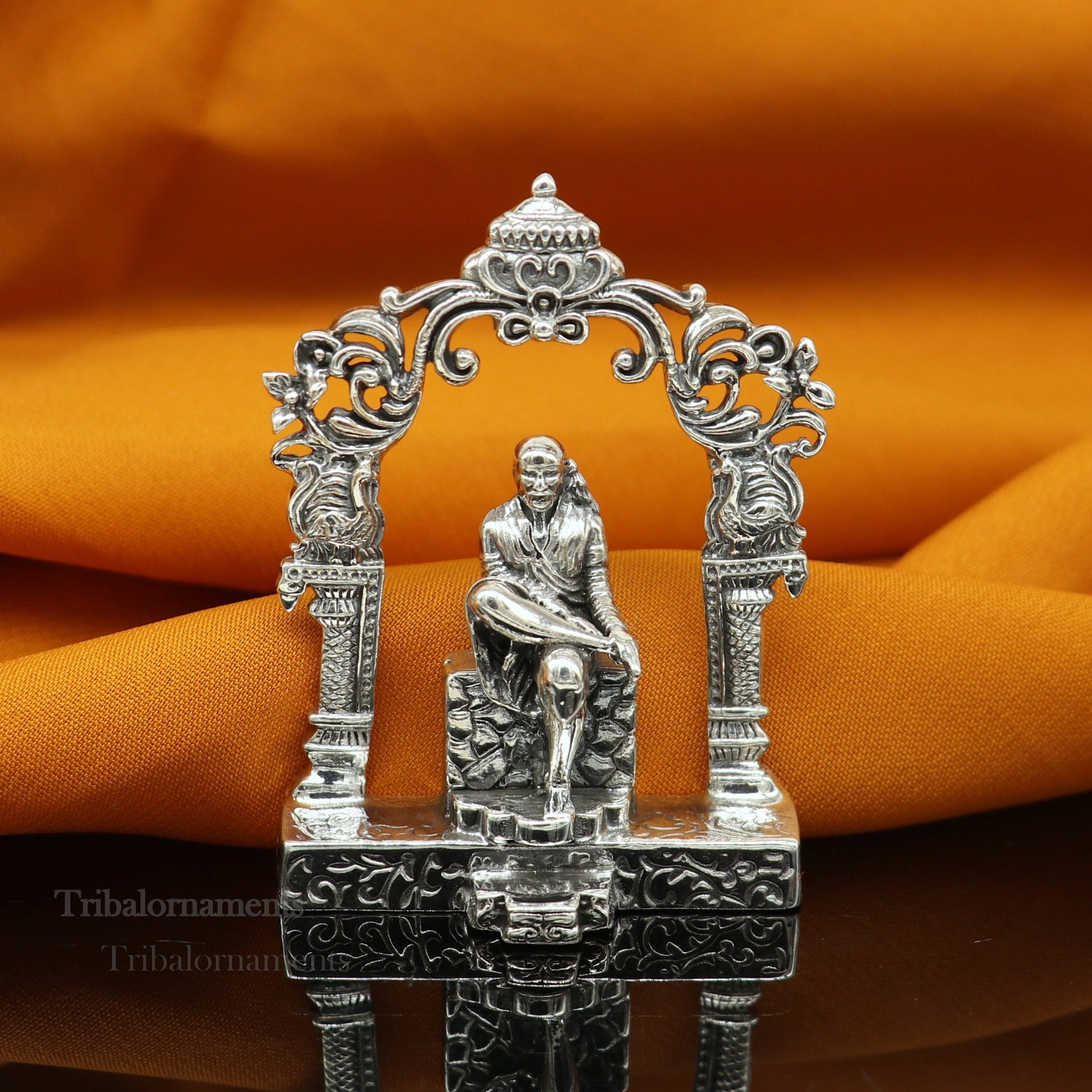 925 sterling silver handmade Divine Hindu idol deity Sai Baba statue murti divine Statue Sculpture figurine puja article gifting art177 - TRIBAL ORNAMENTS