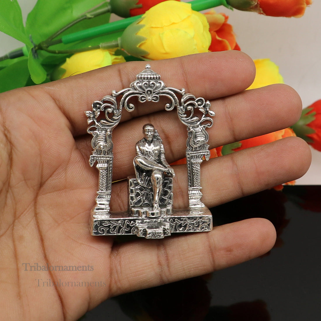 925 sterling silver handmade Divine Hindu idol deity Sai Baba statue murti divine Statue Sculpture figurine puja article gifting art177 - TRIBAL ORNAMENTS