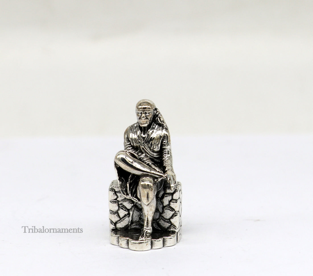 925 sterling silver handmade Divine Hindu idol deity Sai Baba statue murti divine Statue Sculpture figurine puja article gifting art155 - TRIBAL ORNAMENTS