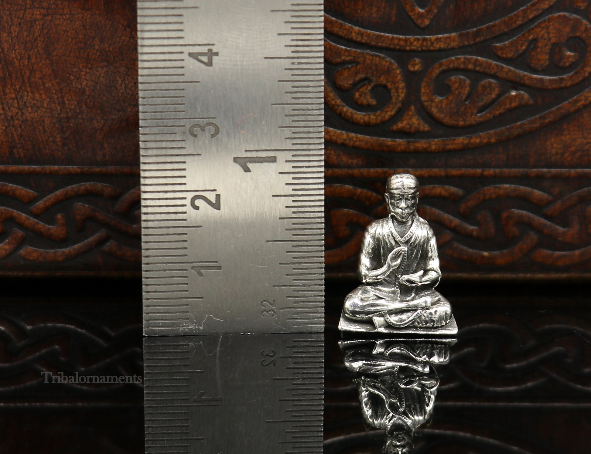 small 925 sterling silver handmade Divine Hindu idol Sai Baba statue murti divine Statue Sculpture figurine puja article gifting art160 - TRIBAL ORNAMENTS