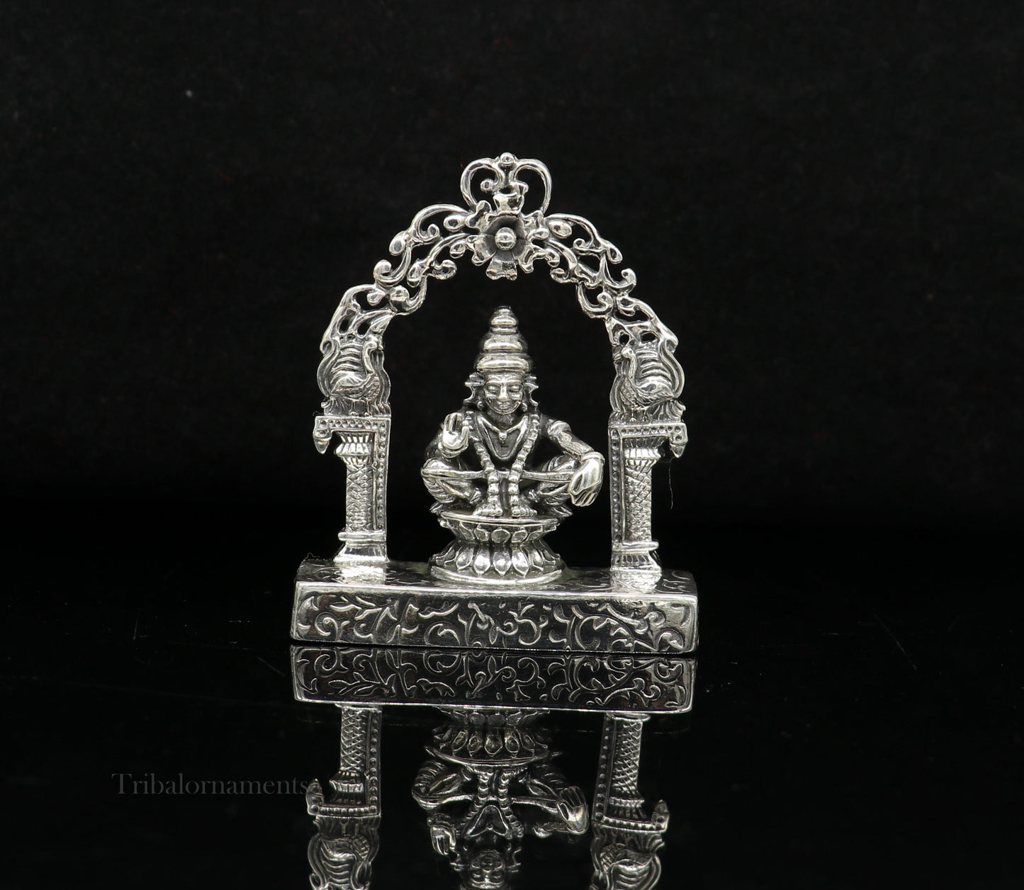 925 sterling silver handmade Divine Hindu idol Aayappa Sabarimala statue murti divine Statue Sculpture figurine puja article gifting  art178 - TRIBAL ORNAMENTS