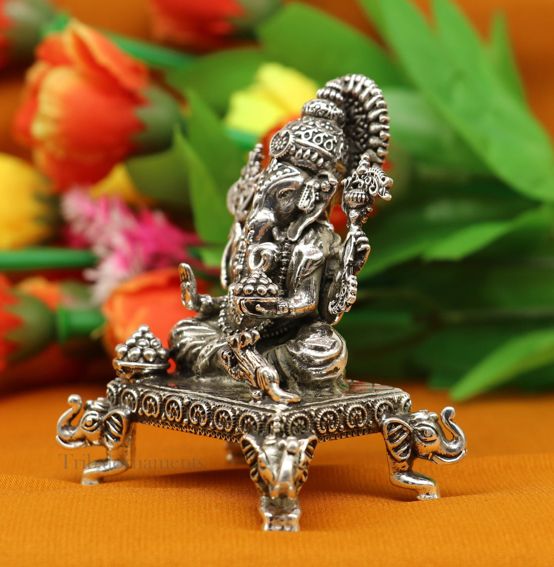 925 Sterling silver handmade lord Ganesha statue sculpture or silver Ganesh Murti best Diwali gifting article r puja murti article art227 - TRIBAL ORNAMENTS