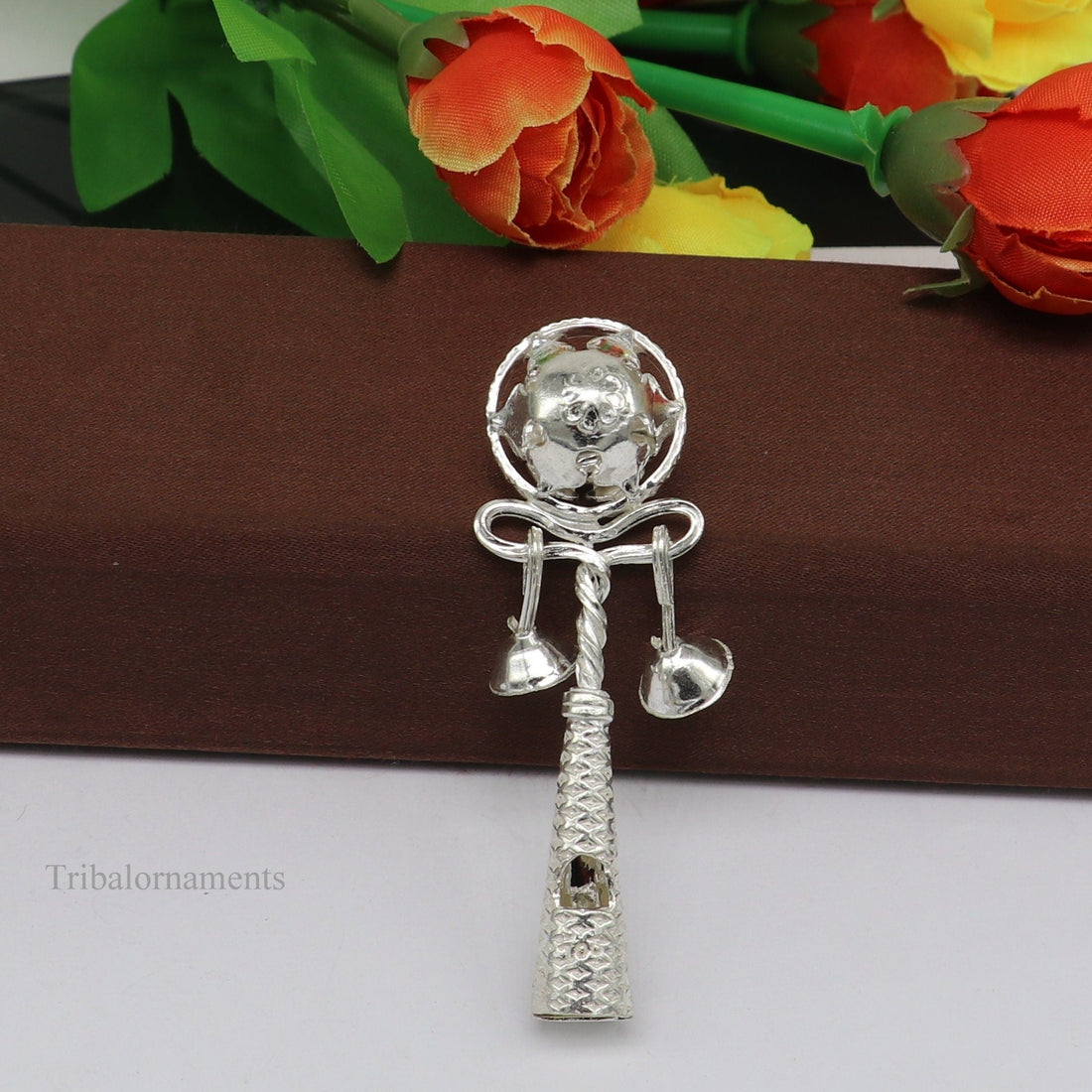 Solid sterling silver handmade design new born baby gifting bells toy, baby krishna gifting toy, silver whistle, silver temple article su407 - TRIBAL ORNAMENTS