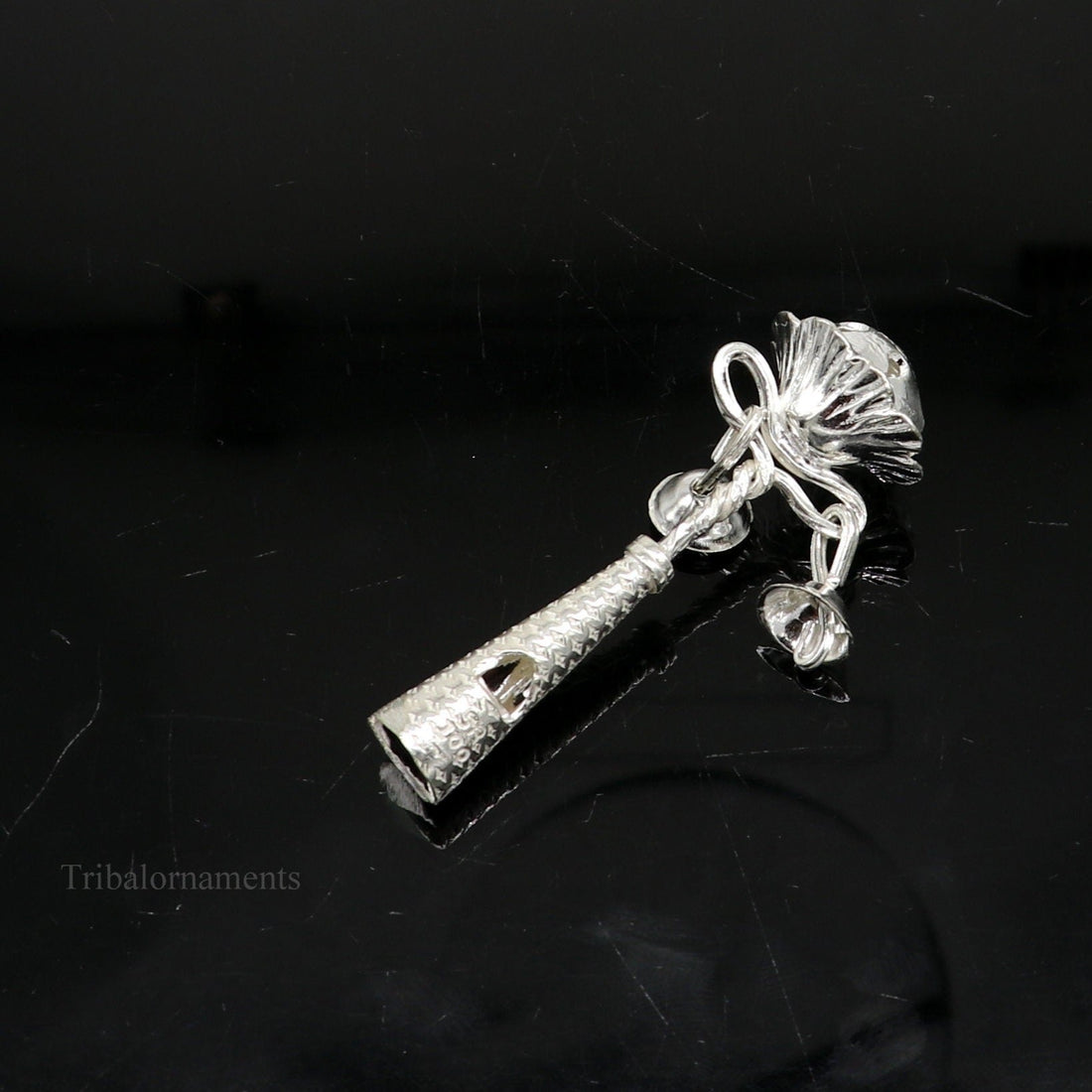 Solid sterling silver handmade design new born baby gifting bells toy, baby krishna gifting toy, silver whistle, silver temple article su409 - TRIBAL ORNAMENTS