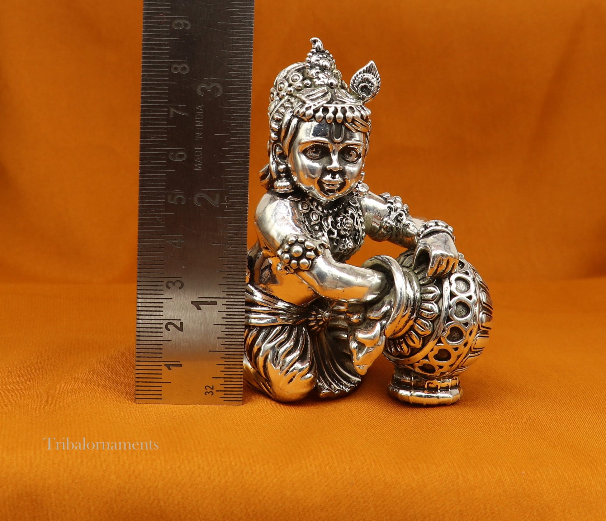 925 sterling silver crawling krishna, baby Krishna, Makhan Gopala,Laddu Gopal, child Krishna, God krishna statue for puja worshipping art222 - TRIBAL ORNAMENTS