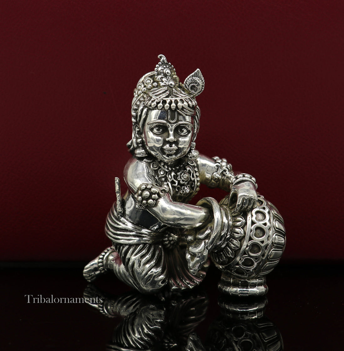 925 sterling silver crawling krishna, baby Krishna, Makhan Gopala,Laddu Gopal, child Krishna, God krishna statue for puja worshipping art222 - TRIBAL ORNAMENTS