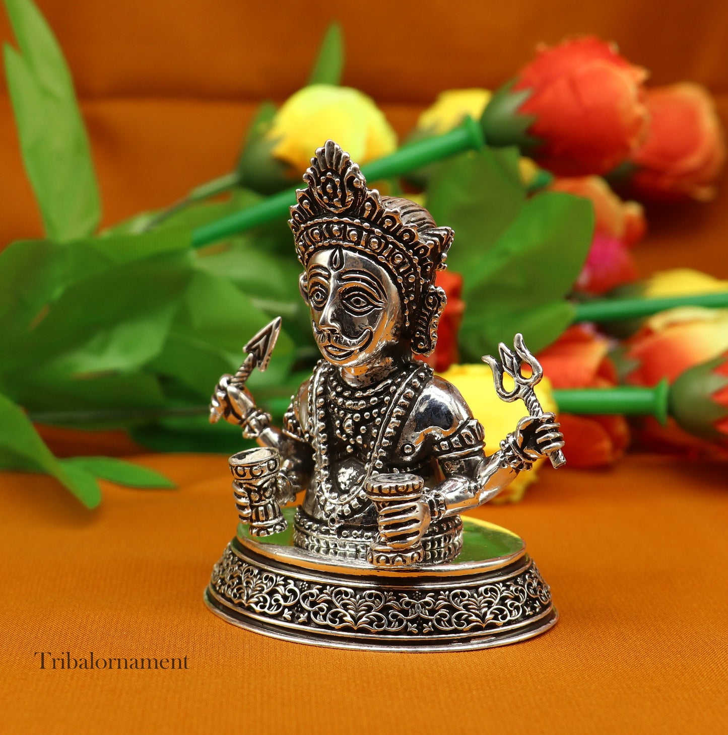 925 sterling silver handmade Divine Hindu god idol Nakado Bhairwa / Nakoda bheruji divine jain Statue Sculpture figurine puja article art225 - TRIBAL ORNAMENTS
