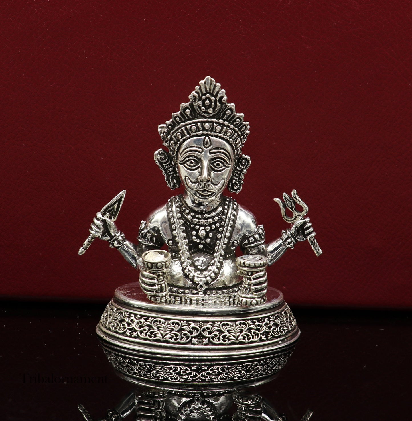 925 sterling silver handmade Divine Hindu god idol Nakado Bhairwa / Nakoda bheruji divine jain Statue Sculpture figurine puja article art225 - TRIBAL ORNAMENTS