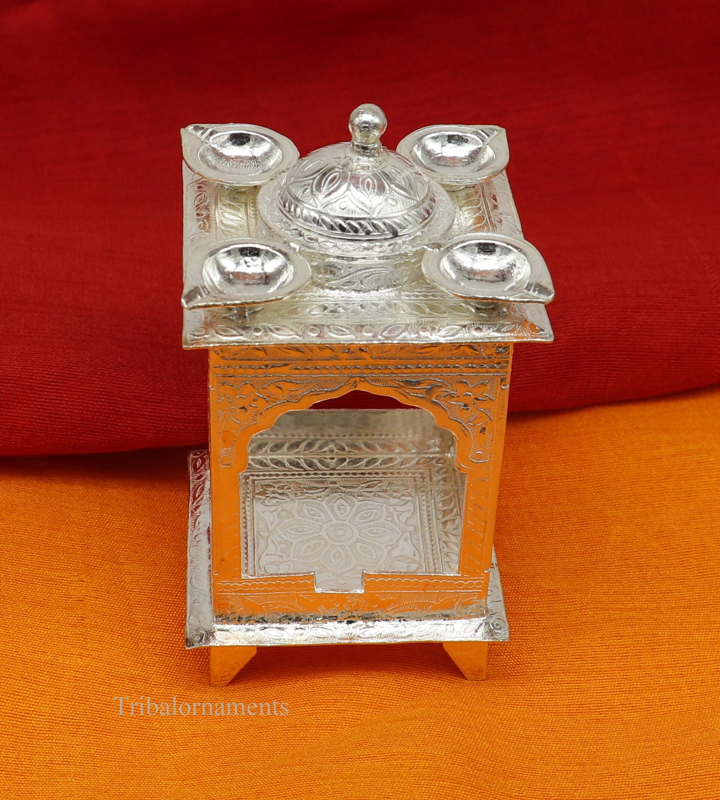 925 sterling silver handmade vintage antique design Hatri, best puja article with 5 lamp on it, best home temple decor utensils indiasu421 - TRIBAL ORNAMENTS