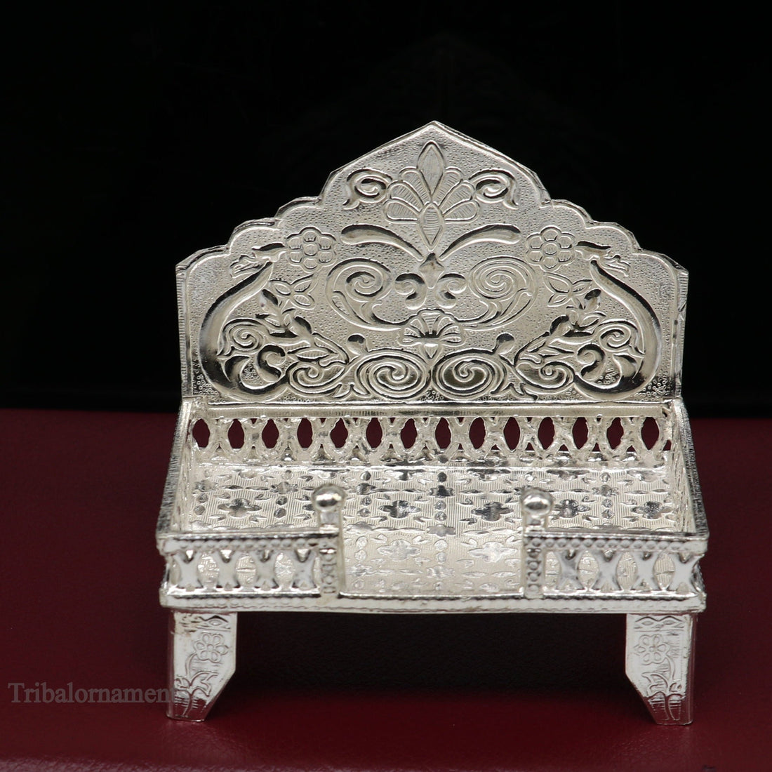 925 pure sterling silver handcrafted Singhasan, idol krishna Bal Gopala Throne, God statue's Palna chair, temple art puja article su425 - TRIBAL ORNAMENTS