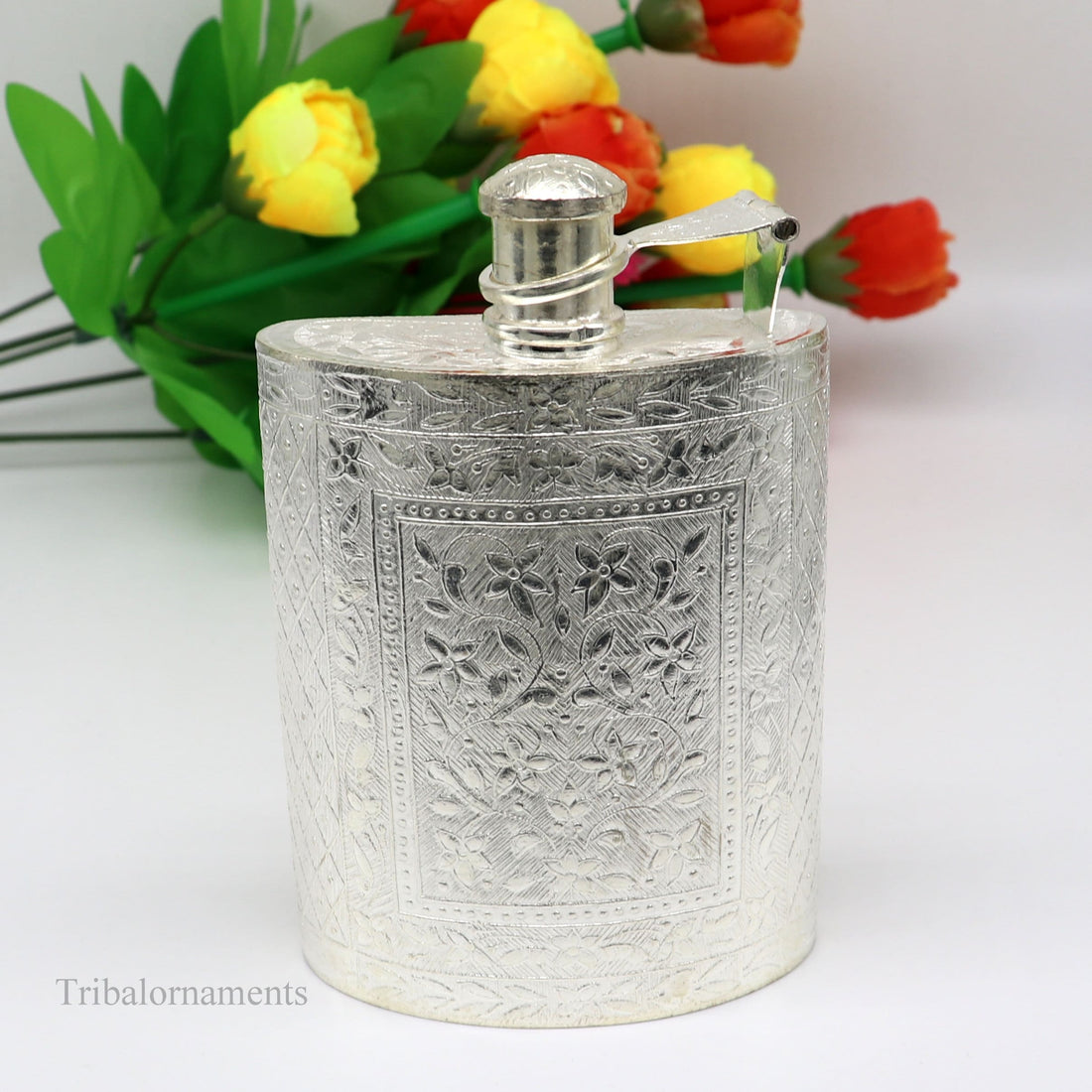 925 sterling silver customized design silver wine bottle, silver drink bottle, royal style silver article, gifting silver utensils  su423 - TRIBAL ORNAMENTS