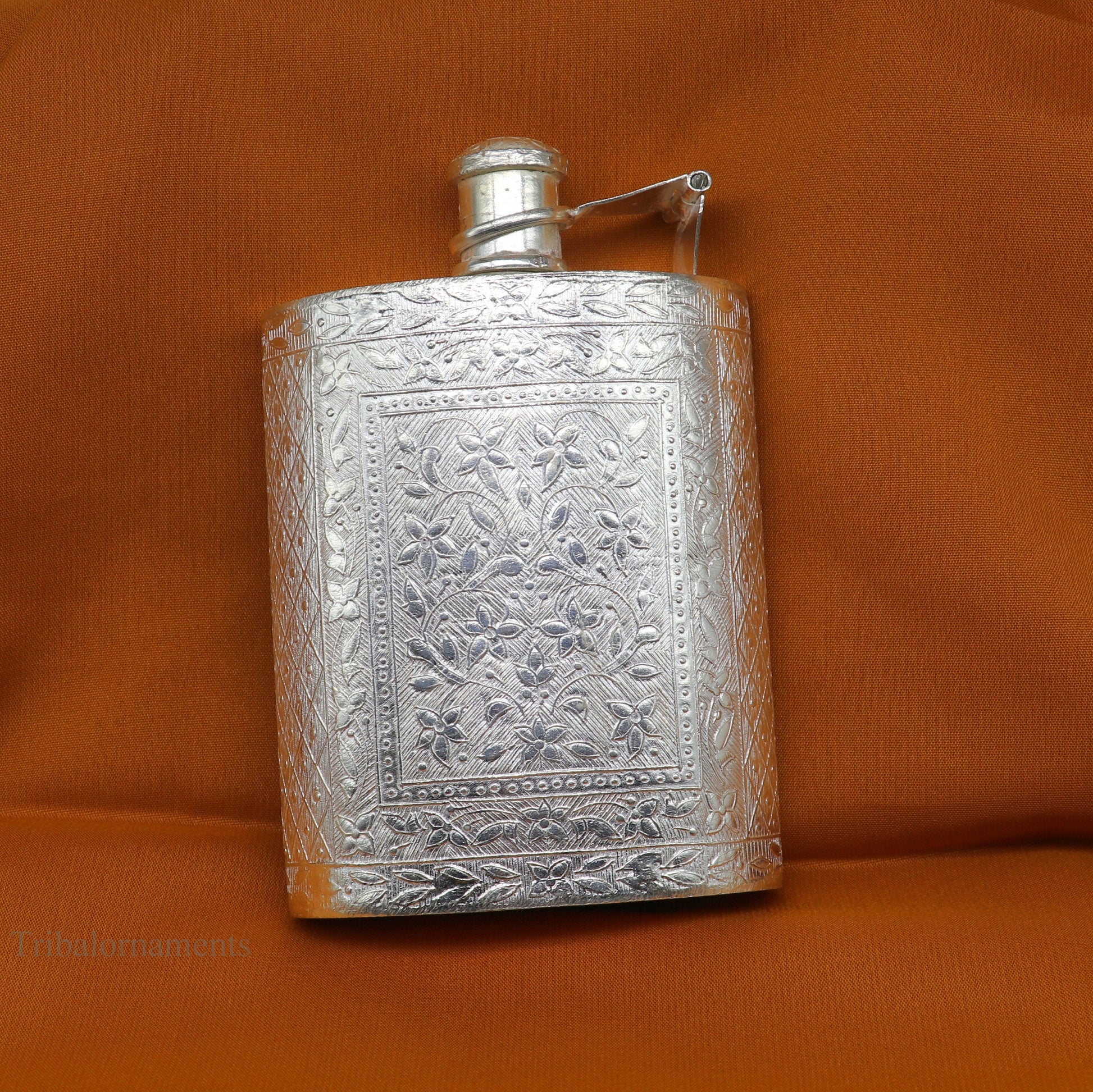 925 sterling silver customized design silver wine bottle, silver drink bottle, royal style silver article, gifting silver utensils  su423 - TRIBAL ORNAMENTS