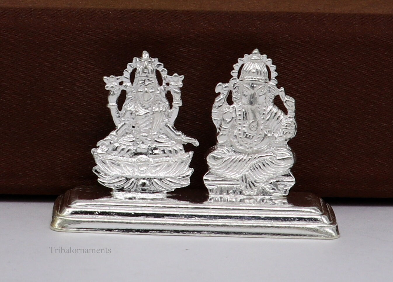 Solid Sterling silver handmade customized Hindu idols Laxmi and Ganesha statue, puja article figurine, home décor puja Articles india art47 - TRIBAL ORNAMENTS