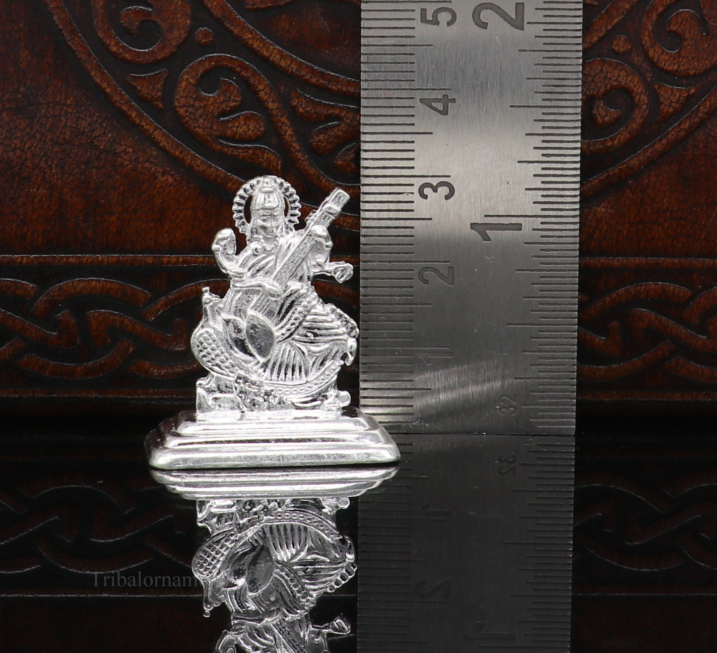 Solid Sterling silver handmade customized Hindu idol Saraswati  sharda maa statue, puja article figurine, home décor ,silver Articles art48 - TRIBAL ORNAMENTS