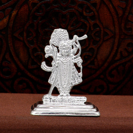 Sterling silver handmade design Indian Idols Lord Krishna Shrinathji statue figurine, puja articles decorative gift diwali puja art0050 - TRIBAL ORNAMENTS
