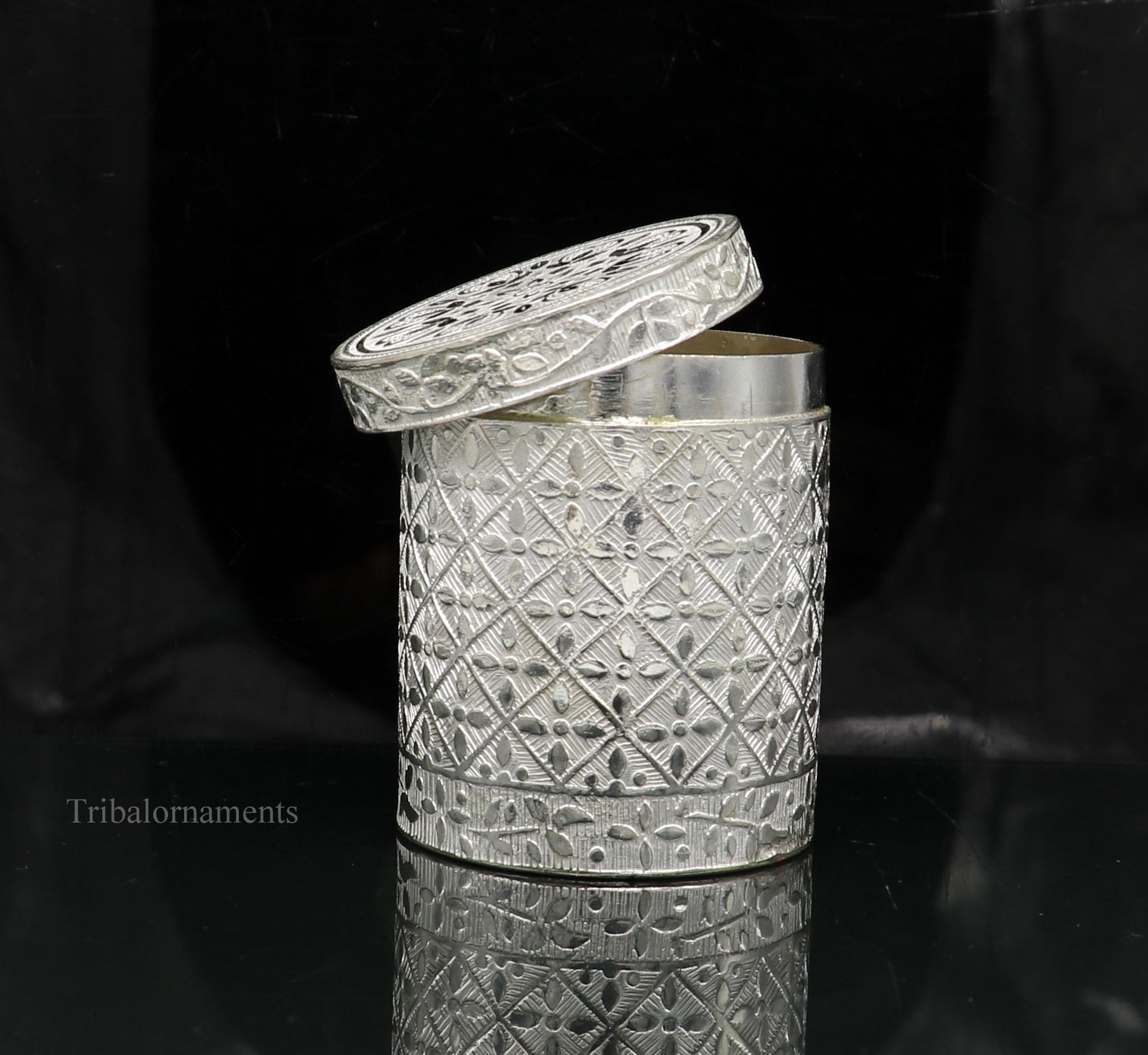 2.5" 925 solid silver utensils vintage style trinket box, container/casket box bridal floral work box, jewelry box silver utensils stb202 - TRIBAL ORNAMENTS