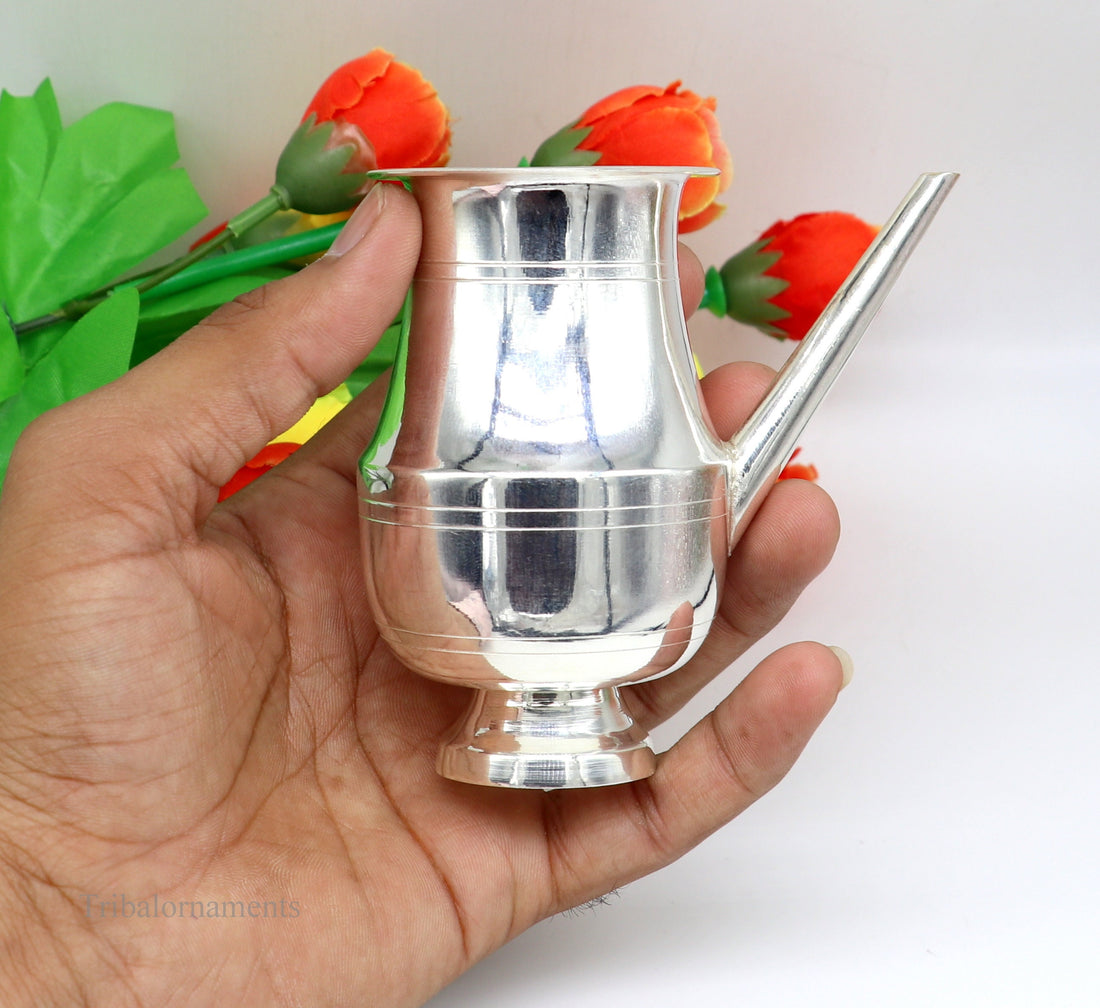 925 sterling silver customized designer puja kalash, lord shiva silver utensils with nozzles, karwa chauth kalash jar , puja article su441 - TRIBAL ORNAMENTS