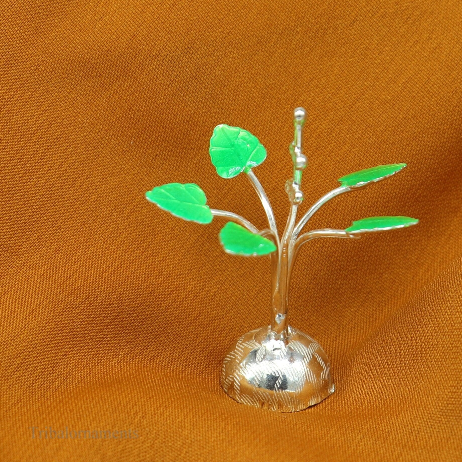 Solid sterling silver handmade mini tulsi plant basil rosary plant for puja temple article, excellent customized silver utensils  su447 - TRIBAL ORNAMENTS