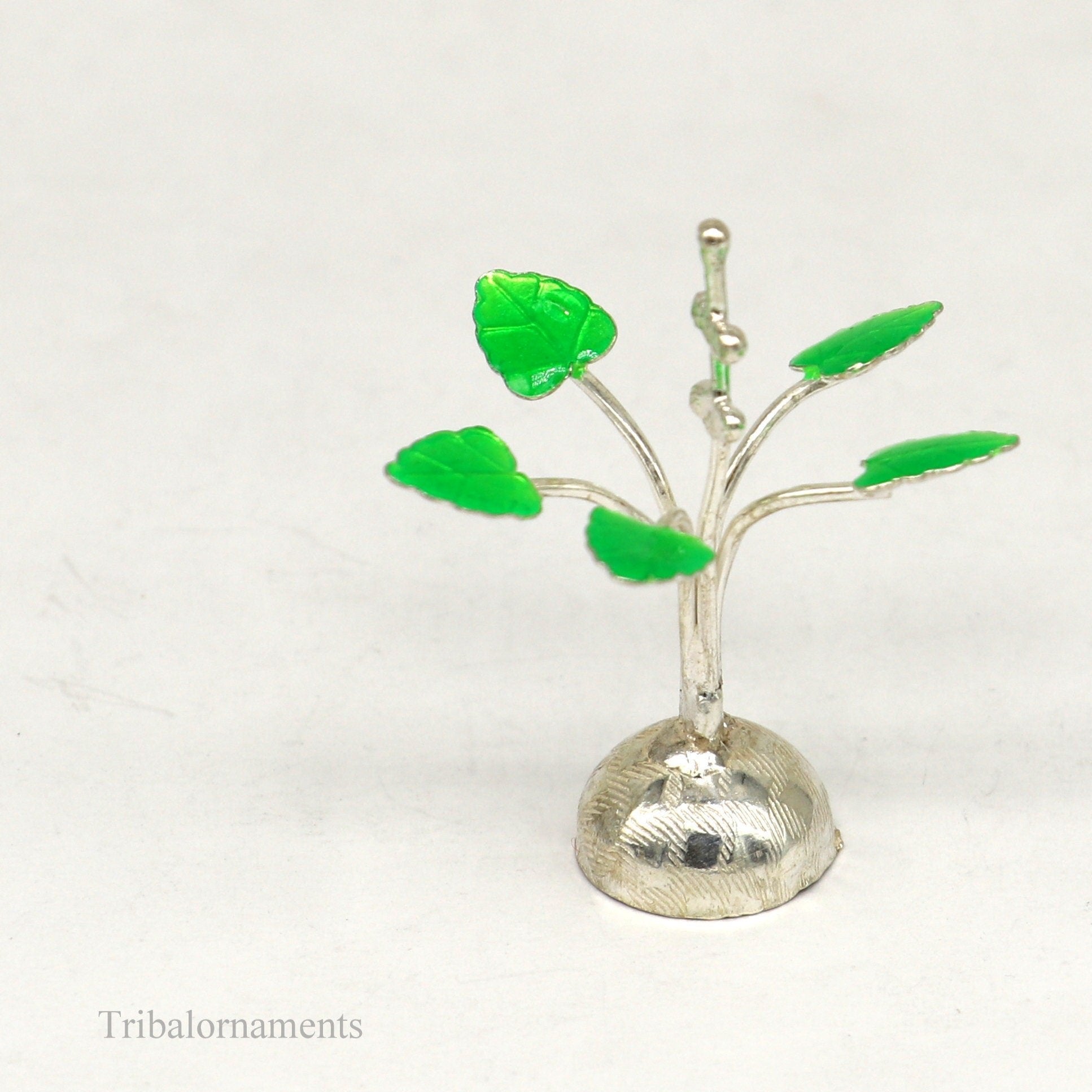 Solid sterling silver handmade mini tulsi plant basil rosary plant for puja temple article, excellent customized silver utensils  su447 - TRIBAL ORNAMENTS