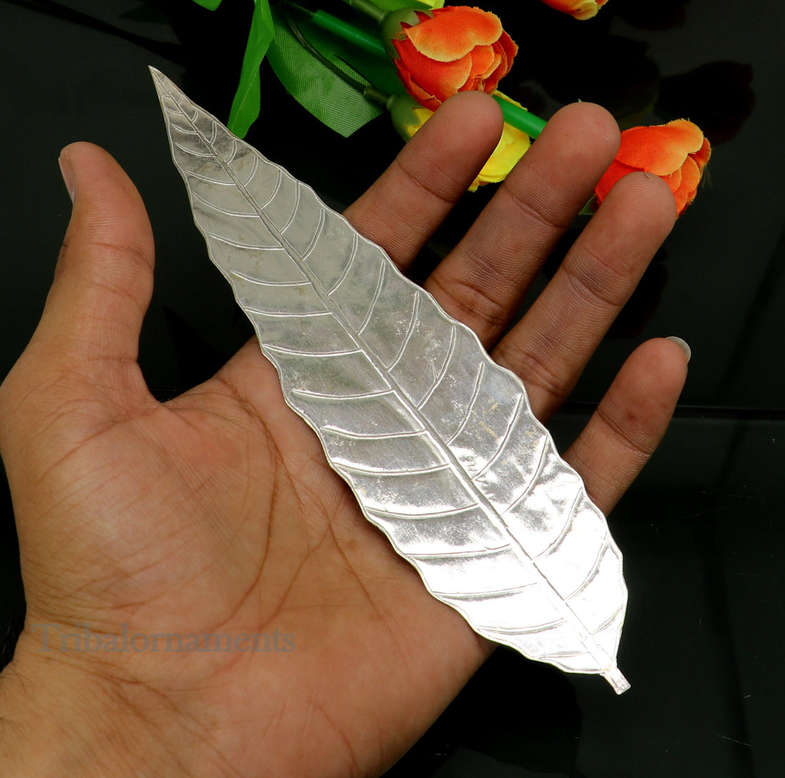 Silver mango tree design leaf Amazing puja worshipping article solid sterling silver diwali puja articles, silver utensils from india su512 - TRIBAL ORNAMENTS