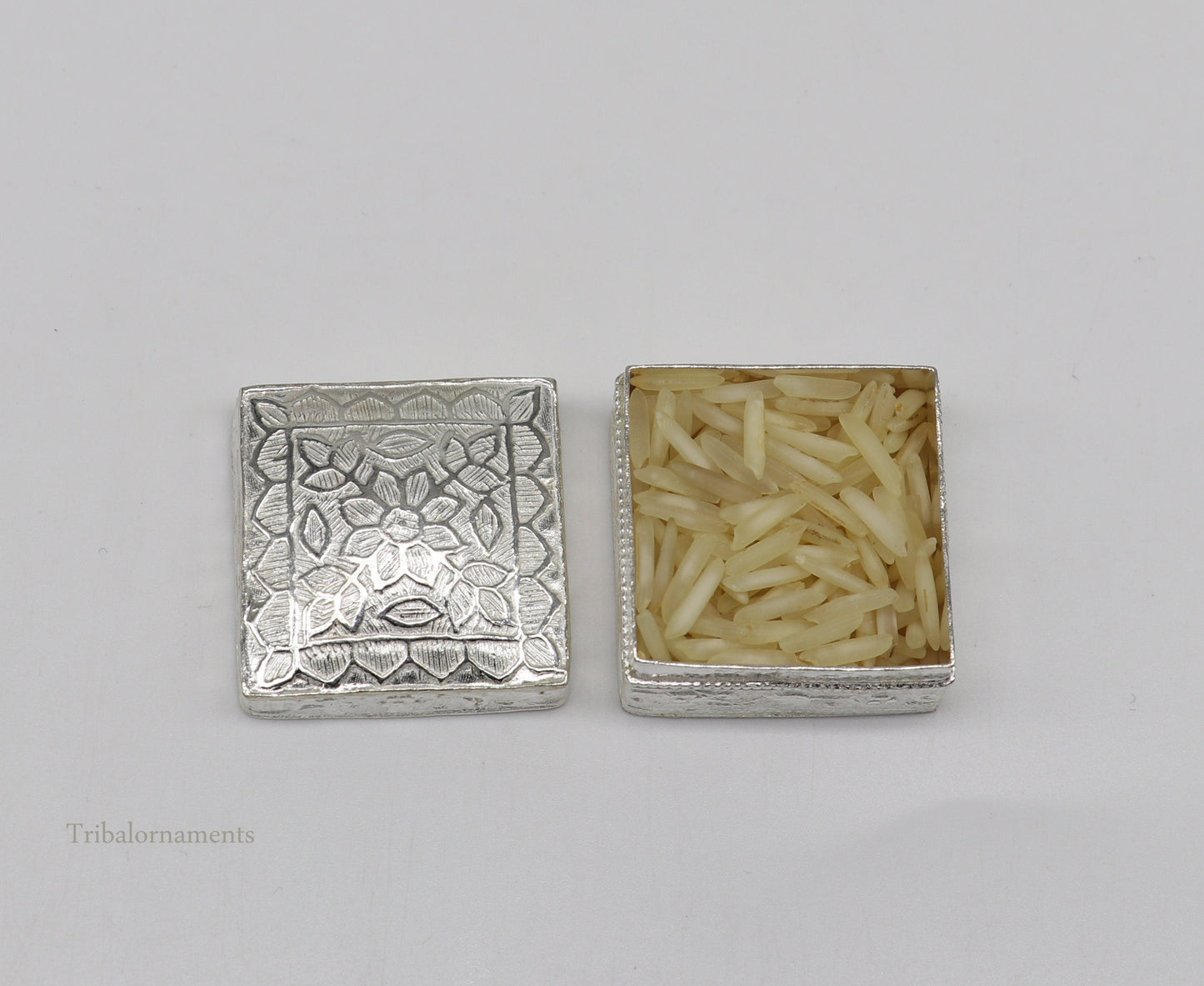 925 sterling silver trinket box, kajal box/casket box bridal square eyeliner box collection, container box, eyeliner box gifting art stb189 - TRIBAL ORNAMENTS