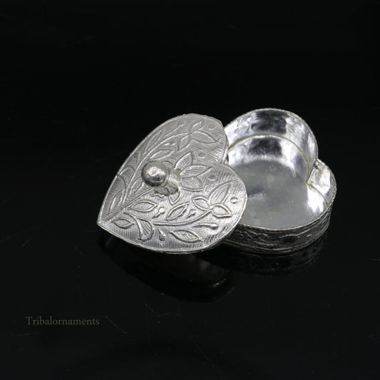 925 sterling silver trinket box, kajal box/casket box bridal heart shape Sindur box collection, container box, eyeliner box gifting stb182 - TRIBAL ORNAMENTS