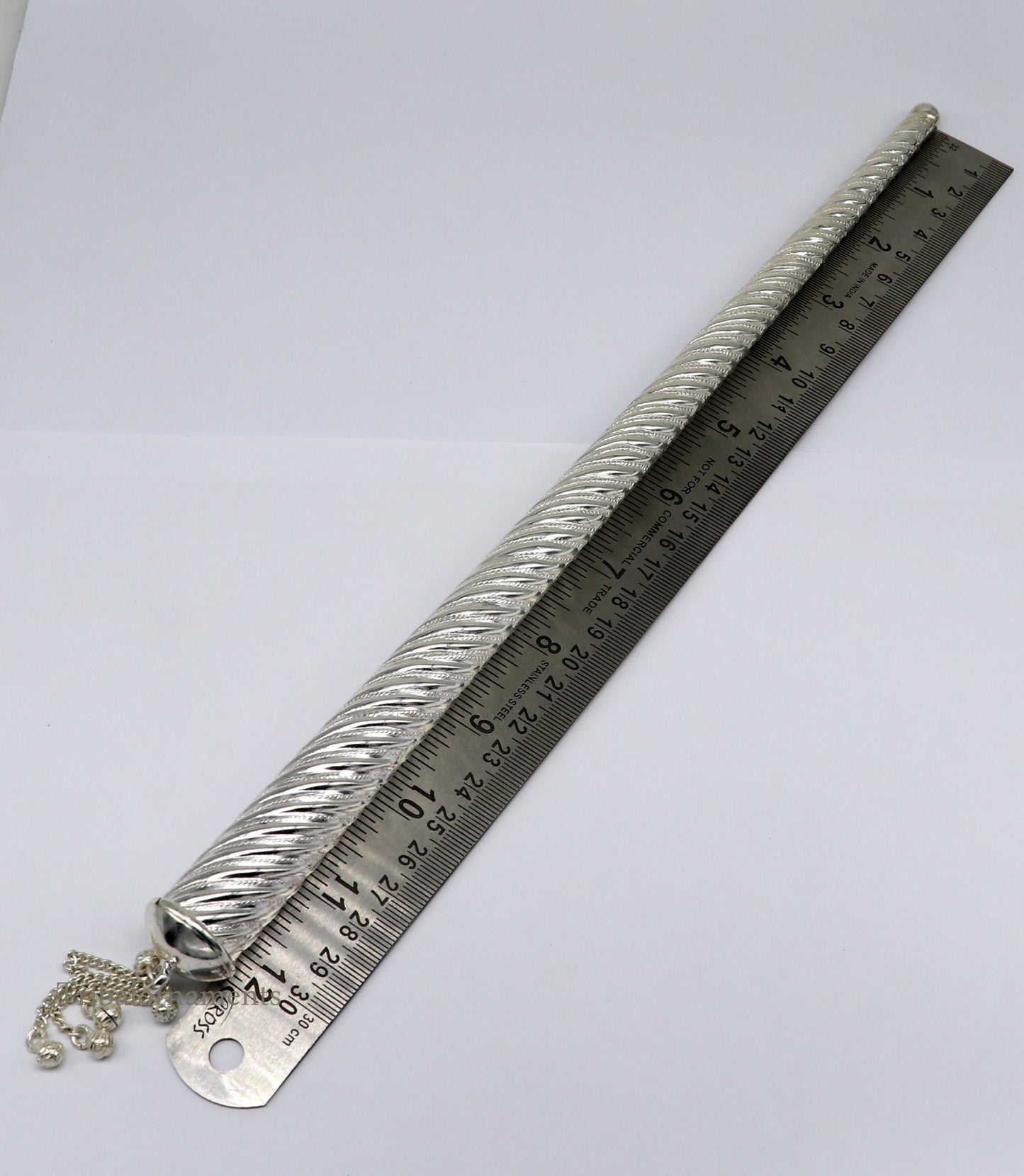 12.5 inches Vintage design handmade sterling silver Dandiya sticks, best gifting lord krishna, Dandiya Garba Ras accessories puja art su453 - TRIBAL ORNAMENTS