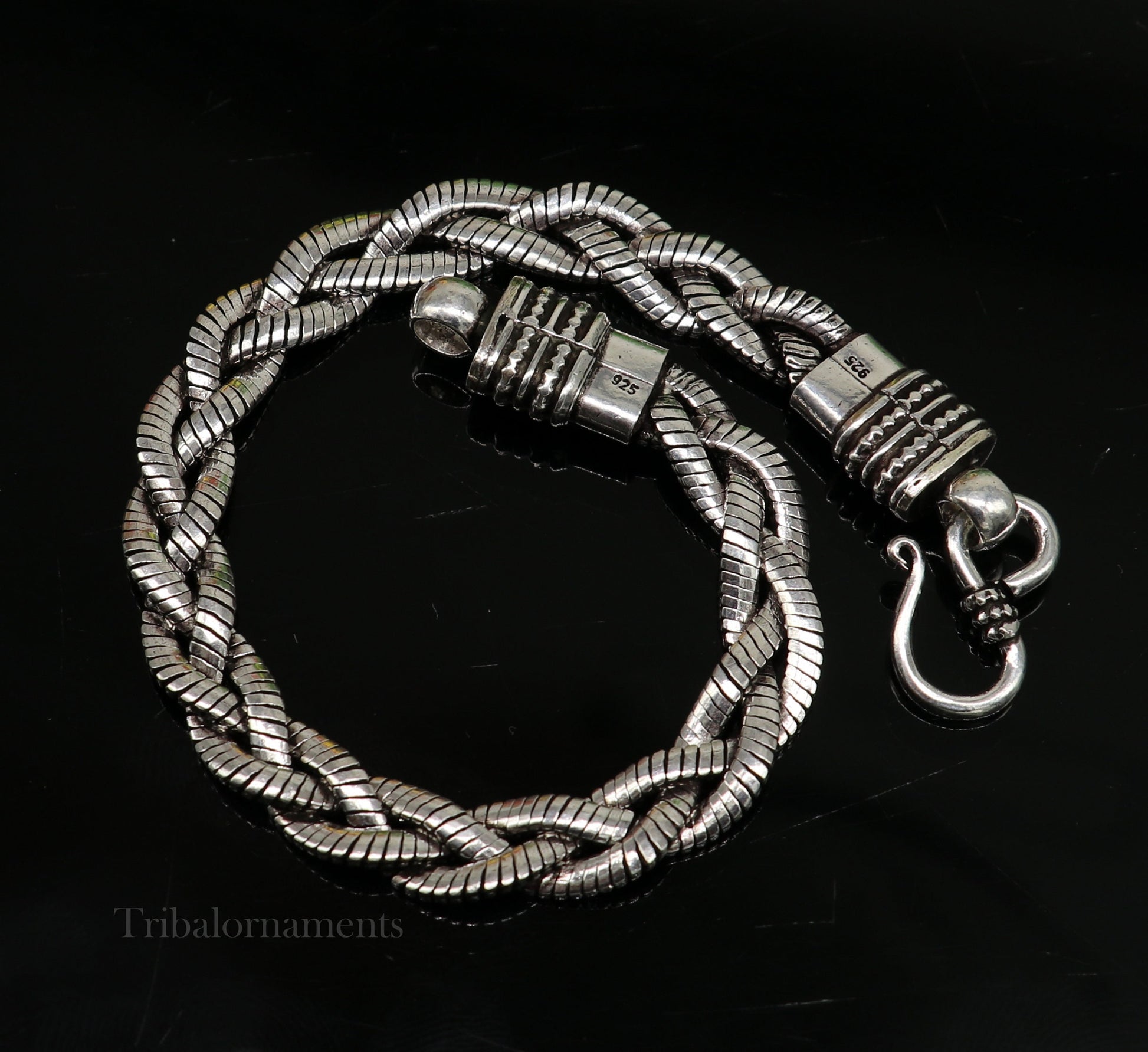 Men's snake chain twisted design bracelet, amazing 925 sterling silver stunning bracelet, best men's gifting bracelet from India nsbr390 - TRIBAL ORNAMENTS