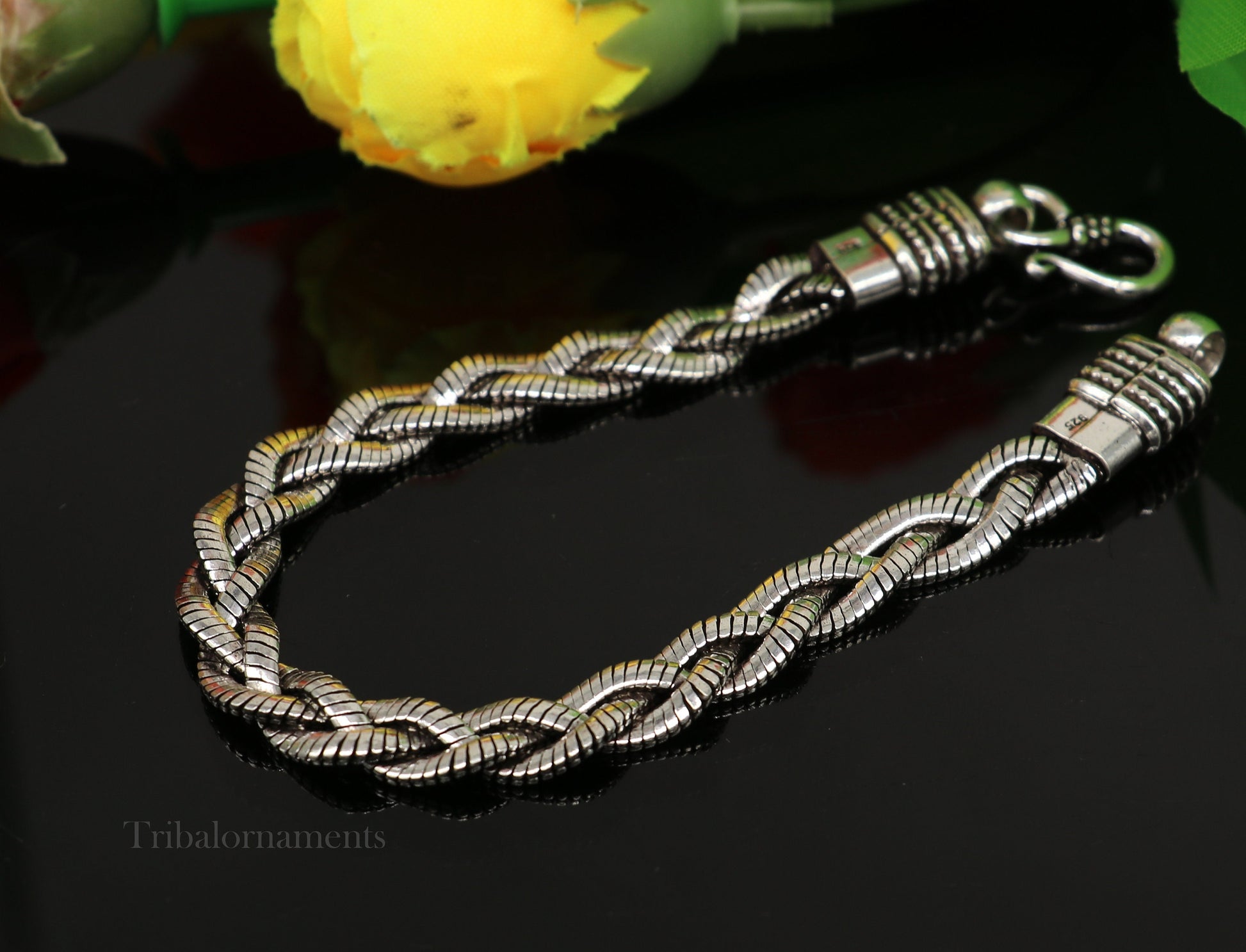 Men's snake chain twisted design bracelet, amazing 925 sterling silver stunning bracelet, best men's gifting bracelet from India nsbr390 - TRIBAL ORNAMENTS