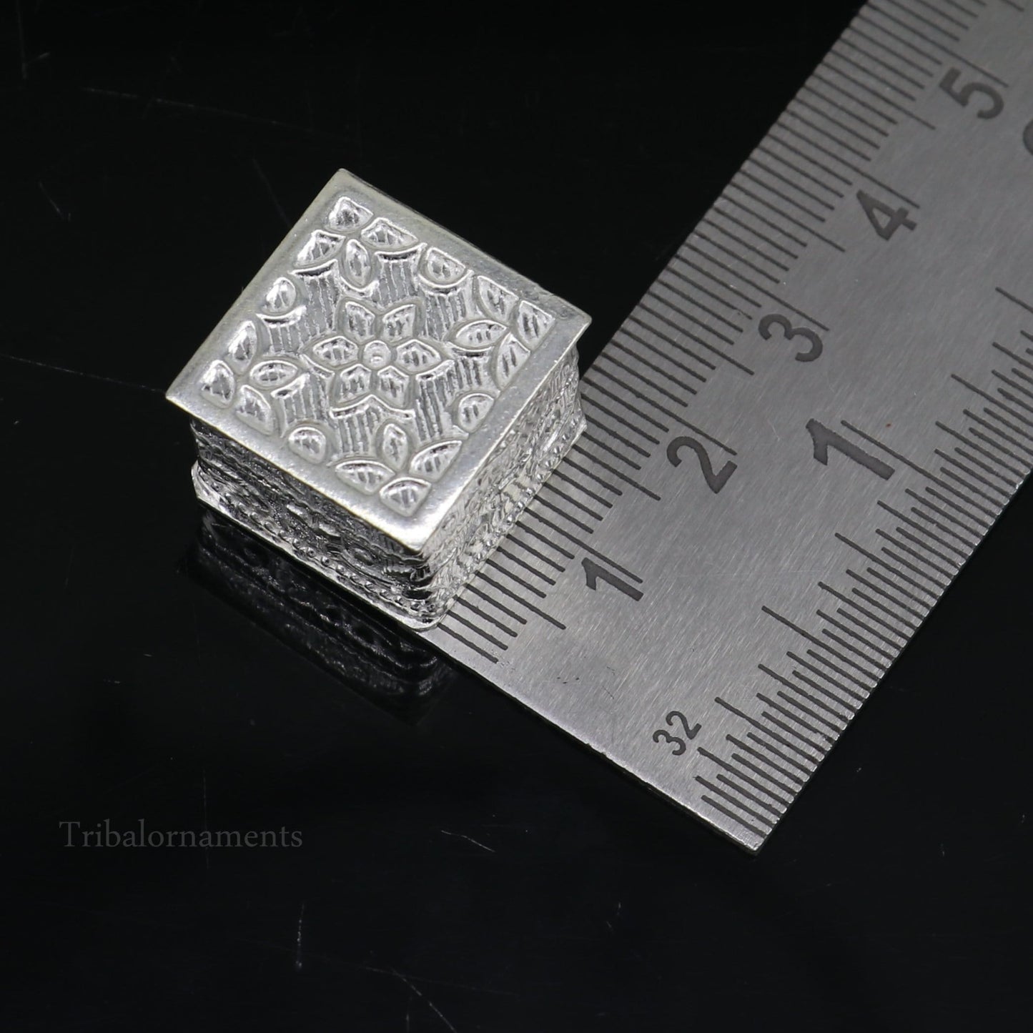 925 sterling silver trinket box, kajal box/casket box bridal square shape box collection, container box, eyeliner box gifting art stb165 - TRIBAL ORNAMENTS