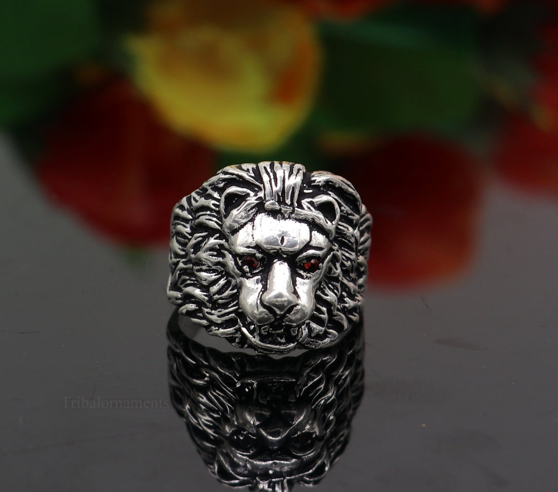 925 sterling silver handcrafted lion ring, Amazing vintage design customized ring band for unisex gifting from india ring432 - TRIBAL ORNAMENTS