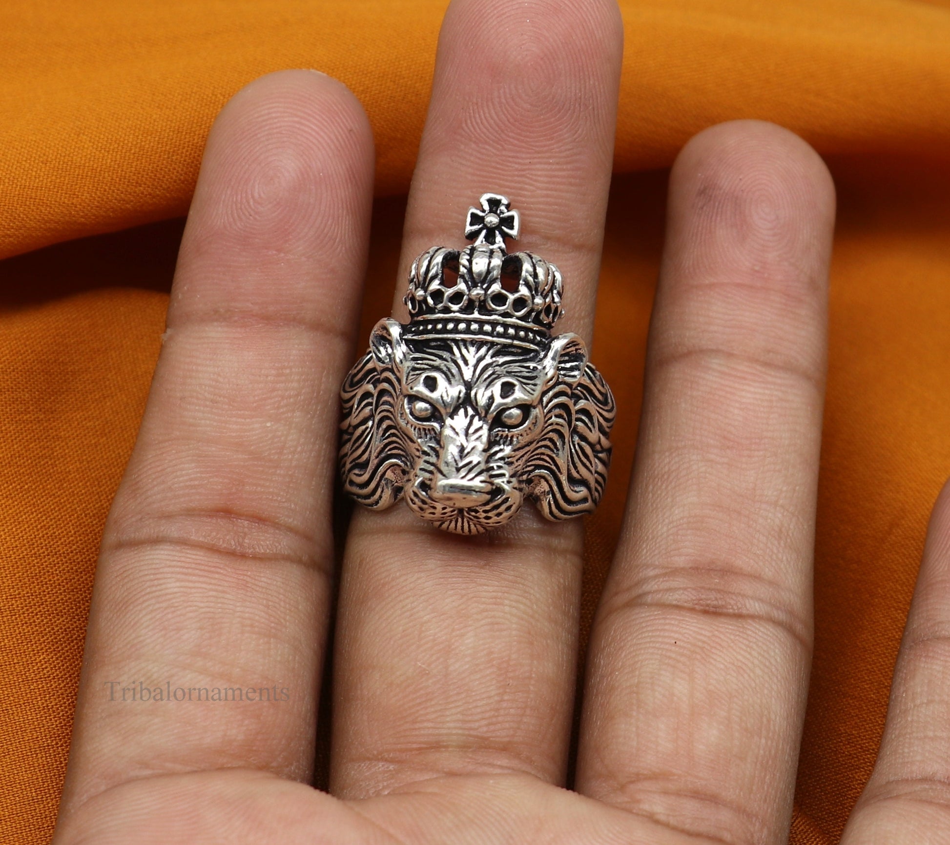 925 sterling silver handcrafted Narsimha ring , solid king lion ring, Amazing vintage design ring band for unisex gifting from india ring440 - TRIBAL ORNAMENTS