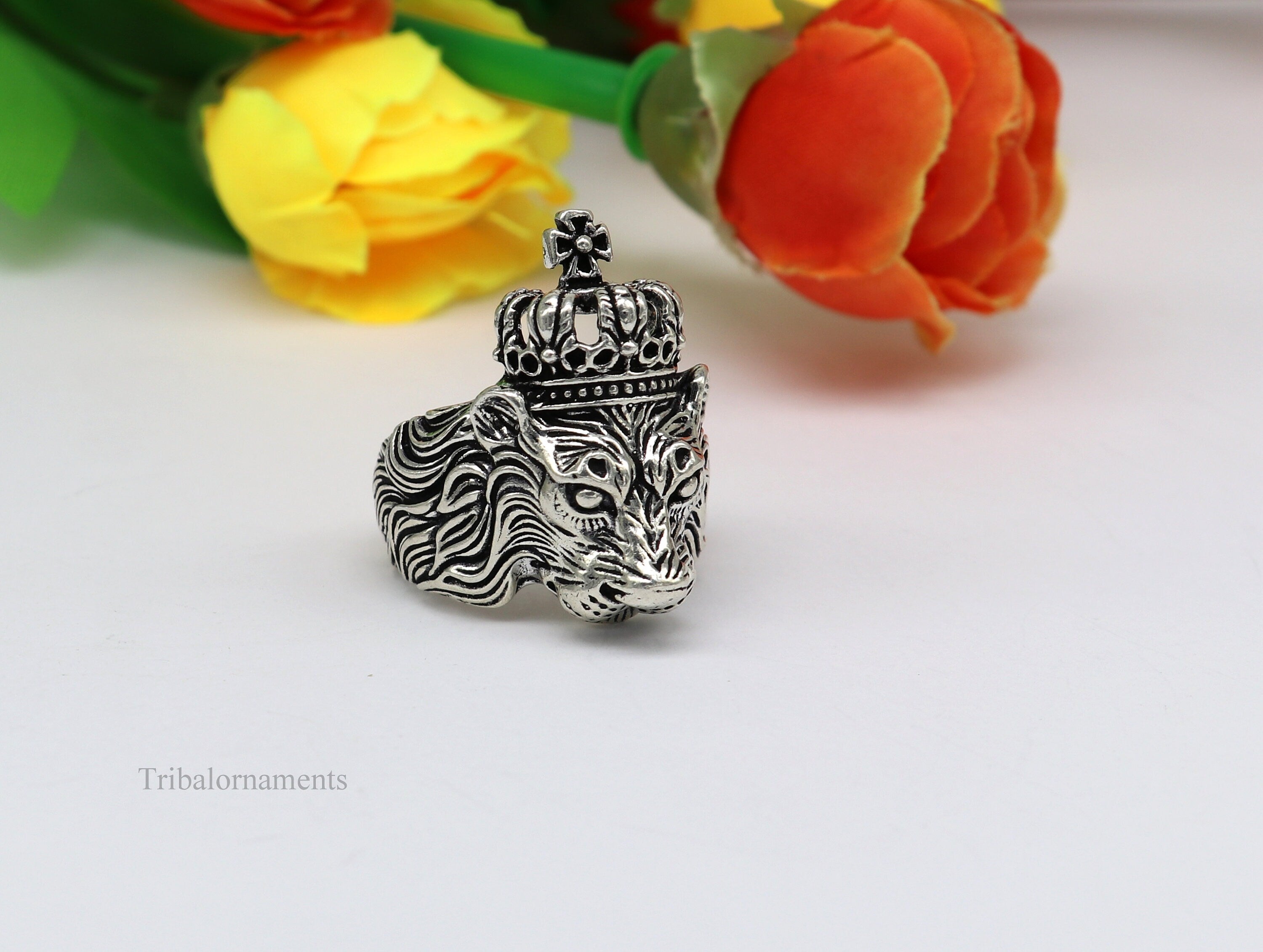 Amazon.com: JadeAngel Lion Ring, 925 Sterling Silver Vintage Masculine  Crown Lion Head Biker Ring for Men（Ring Size 8） : Everything Else