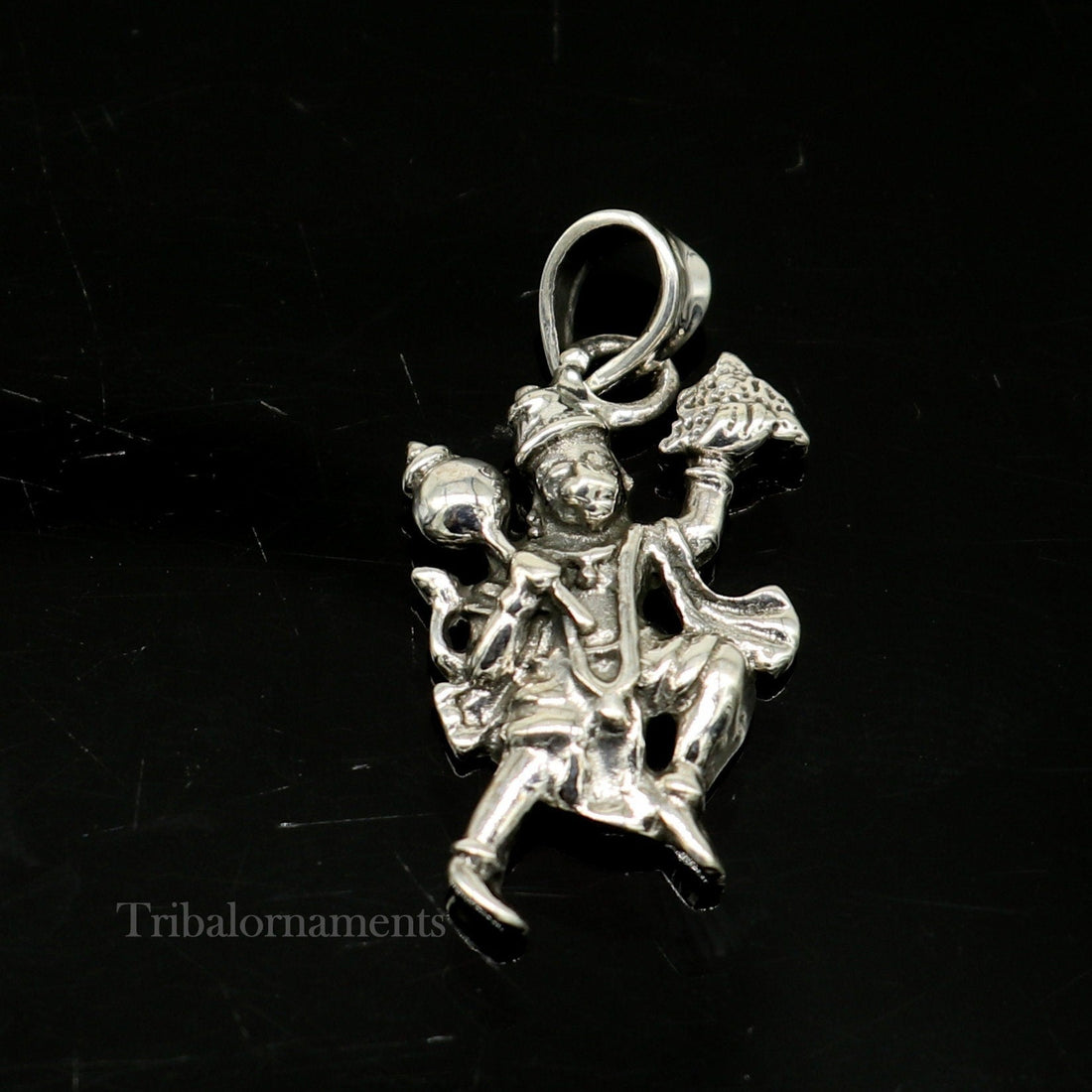 Flying hanuman pendant 92.5 sterling silver handmade god idol hanuman pendant, amazing craftsmanship pendant gifting jewelry ssp939 - TRIBAL ORNAMENTS