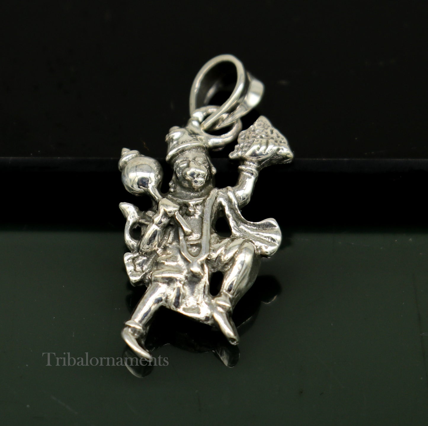 Flying hanuman pendant 92.5 sterling silver handmade god idol hanuman pendant, amazing craftsmanship pendant gifting jewelry ssp939 - TRIBAL ORNAMENTS