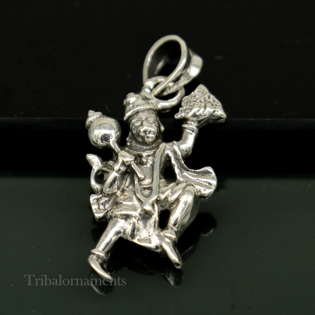 Flying hanuman pendant 92.5 sterling silver handmade god idol hanuman pendant, amazing craftsmanship pendant gifting jewelry ssp939 - TRIBAL ORNAMENTS