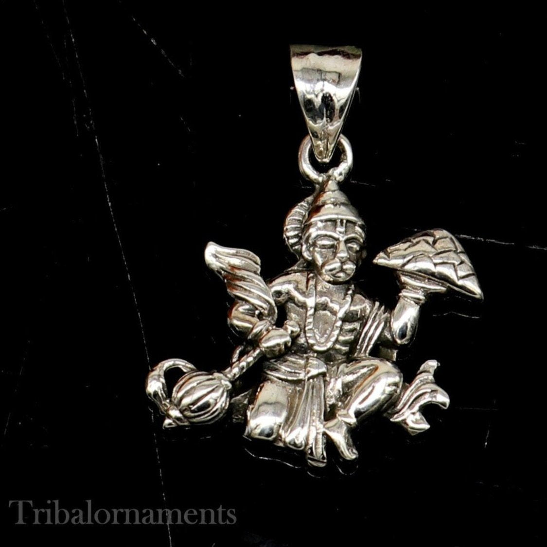 Lord hanuman pendant 92.5 sterling silver handmade god idol hanuman with mount pendant, amazing craftsmanship pendant gifting jewelry ssp912 - TRIBAL ORNAMENTS