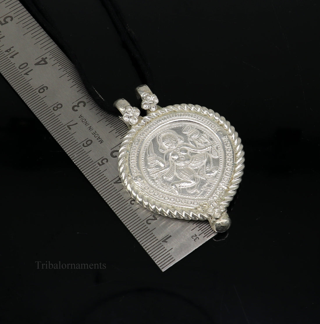 Solid sterling silver handmade tribal Idol deity bheruji pendant, customized lord bhairwa pendant unisex gifts tribal jewelry nsp437 - TRIBAL ORNAMENTS