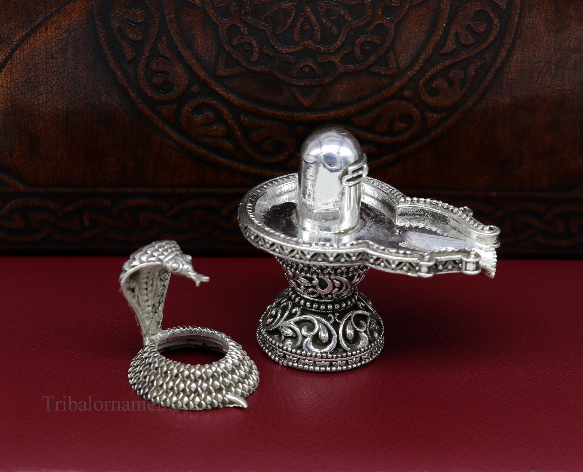 925 fine solid sterling silver lord shiva lingam Jalheri With Snake, Stunning Divine shiva lingam, awesome handmade temple article su481 - TRIBAL ORNAMENTS