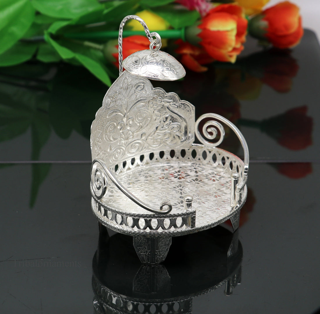 925 pure sterling silver Handmade Divine Singhasan, idol Silver throne, god statue's stand chair, temple art puja article india su486 - TRIBAL ORNAMENTS