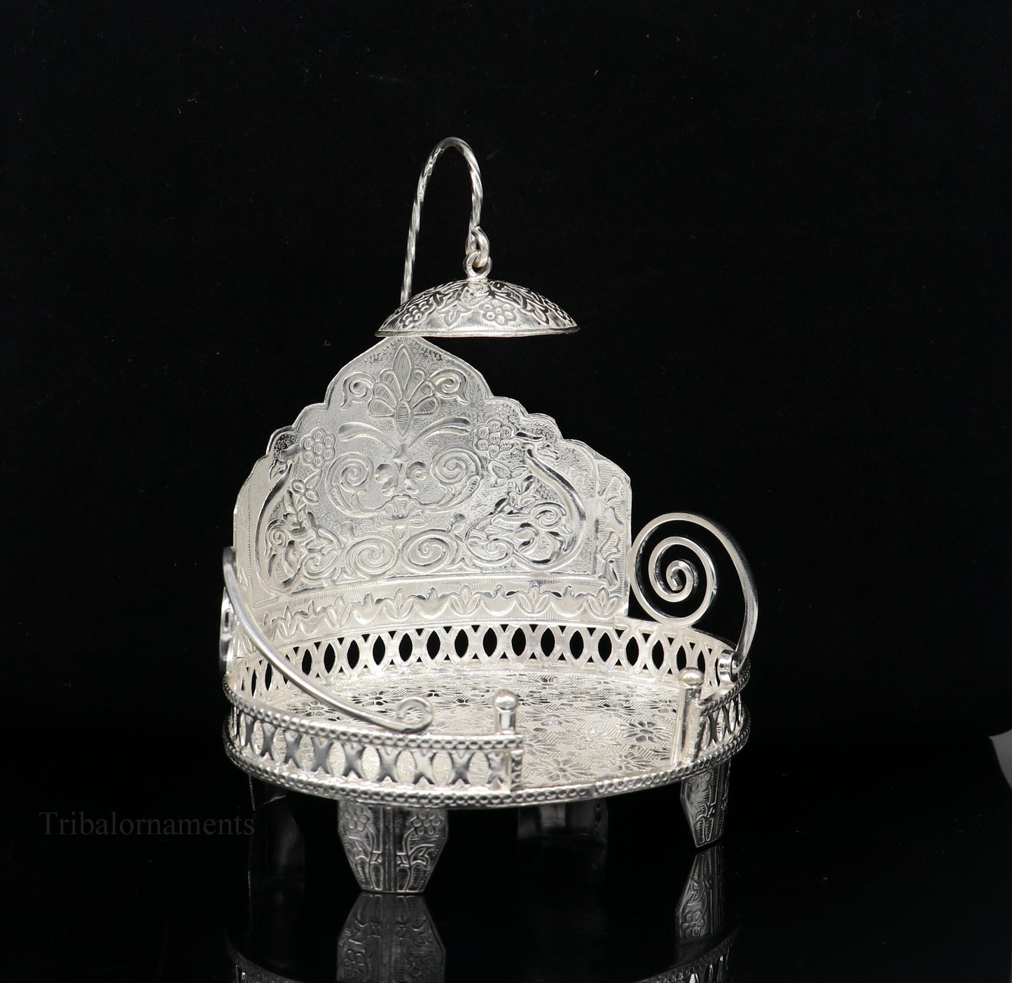 925 pure sterling silver Handmade Divine Singhasan, idol Silver throne, god statue's stand chair, temple art puja article india su487 - TRIBAL ORNAMENTS