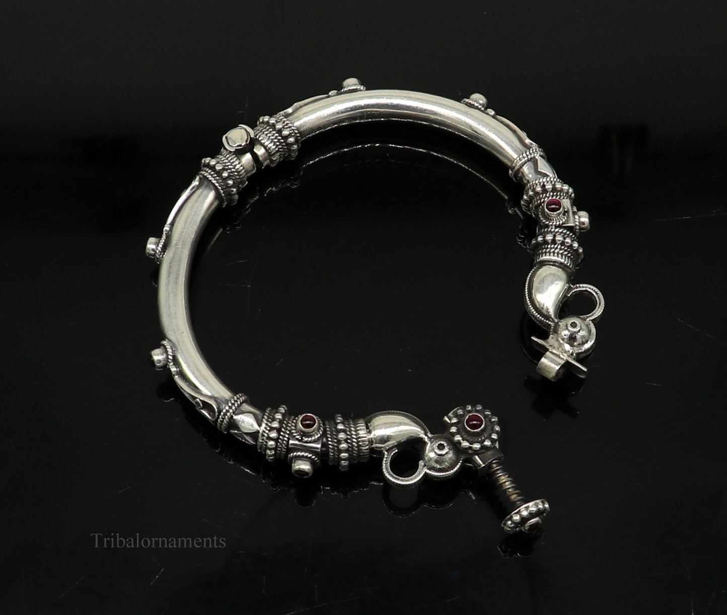 925 Sterling silver handmade indian traditional vintage antique design tribal ethnic belly dance bangle bracelet kada  nssk491 - TRIBAL ORNAMENTS